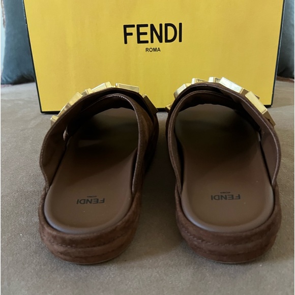 Fendi Fendigraphy Brown Suede Sandals- Size 6.5-New in Box - Picture 15 of 16